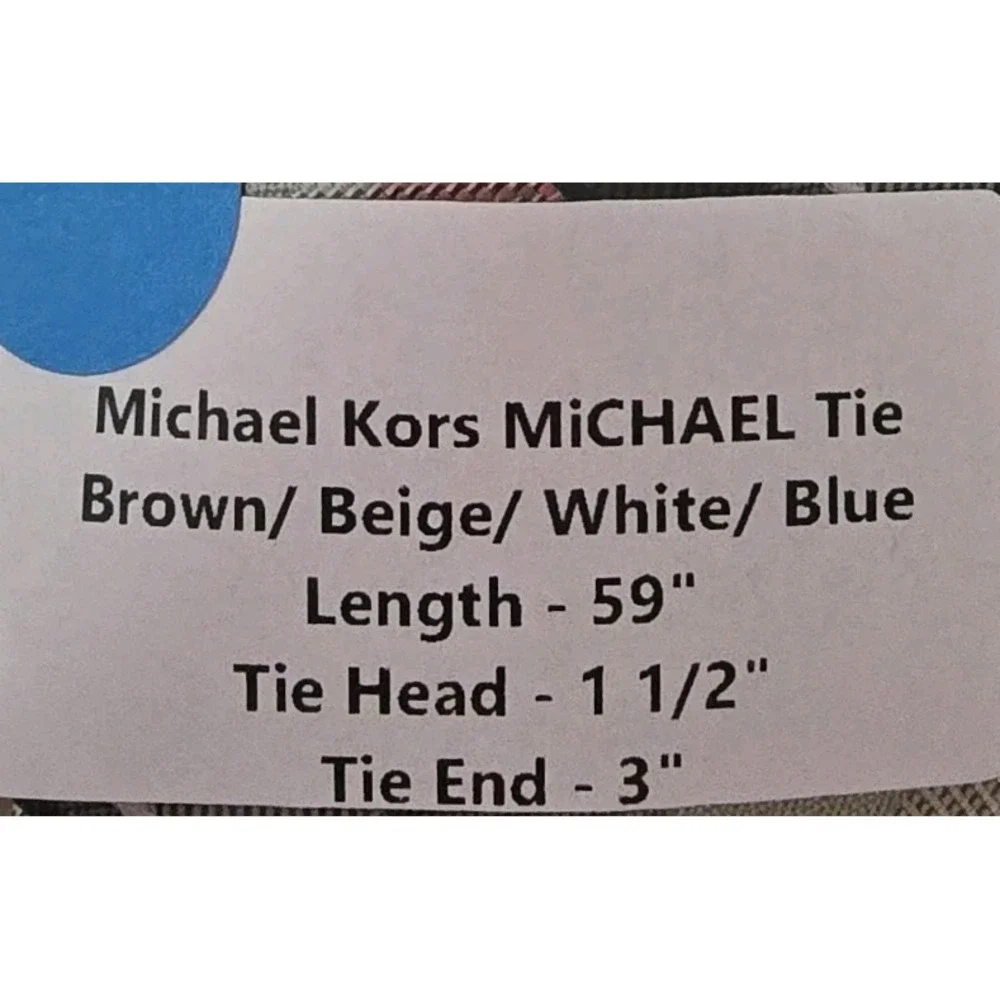 Michael Kors Mens Grey Plaid Silk Necktie Blue Accent Textured Formal Tie